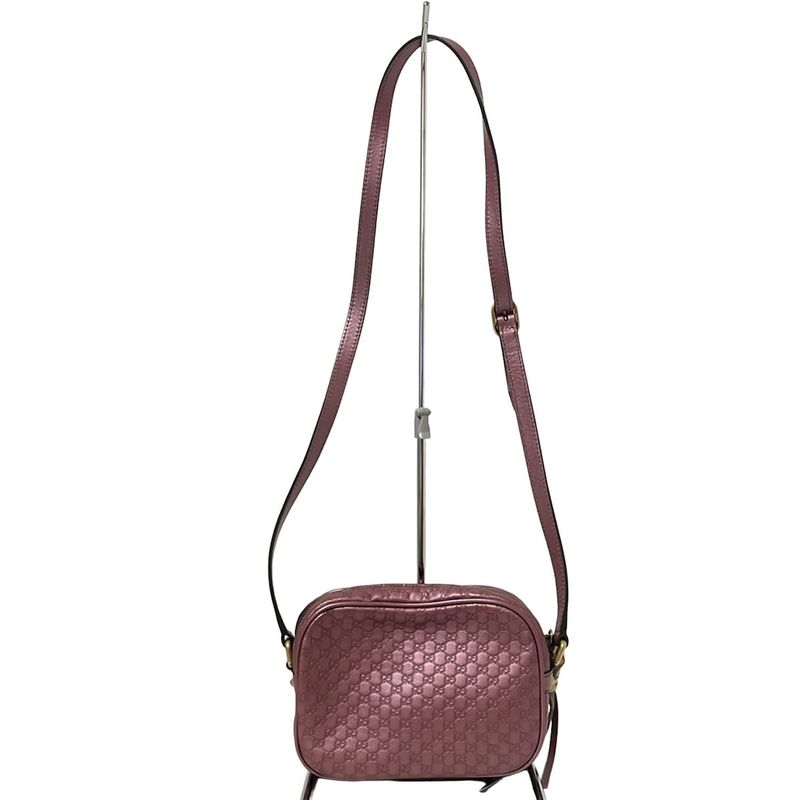 Gucci Shoulder Bag Micro Guccissima Bamboo 309538 Pink Purple Tassel Leather