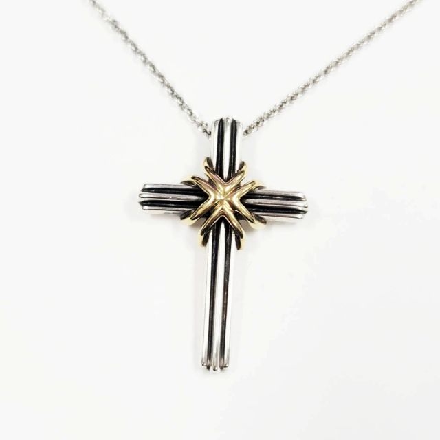 Tiffany & Co Tiffany & CO Signature Cross Necklace 18K Yellow Gold Silver 925