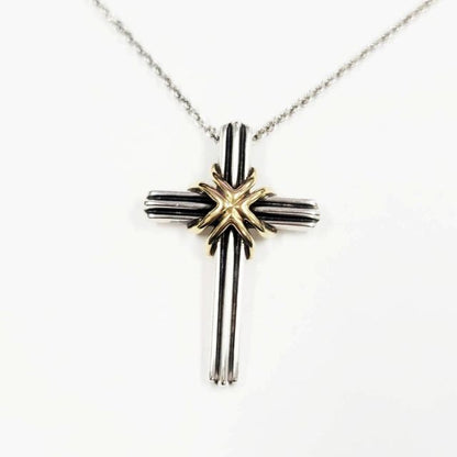 Tiffany & Co Tiffany & CO Signature Cross Necklace 18K Yellow Gold Silver 925
