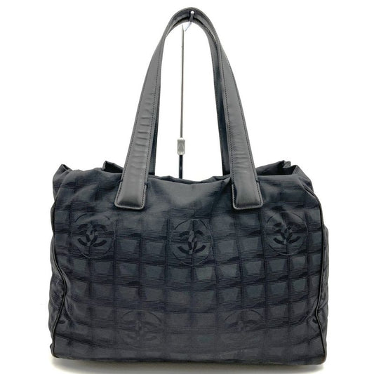 Chanel Handbag Tote New Travel Line MM Nylon Canvas Black Ladies Men Vintage
