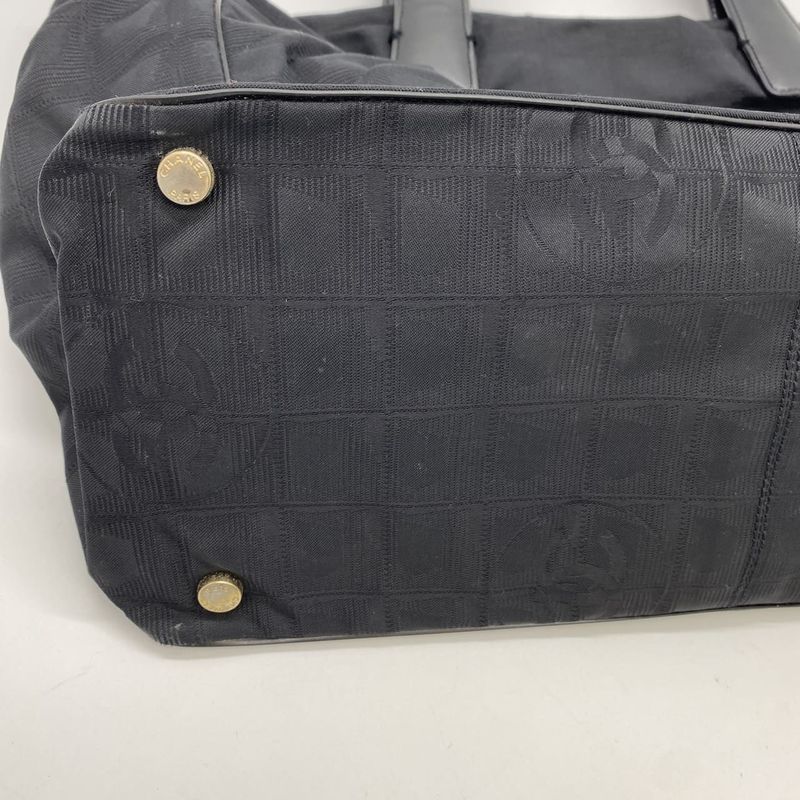 Chanel Handbag Tote New Travel Line MM Nylon Canvas Black Ladies Men Vintage