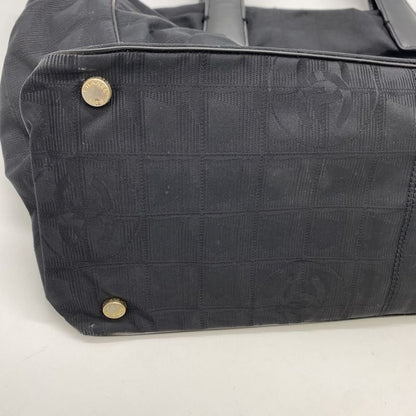 Chanel Handbag Tote New Travel Line MM Nylon Canvas Black Ladies Men Vintage
