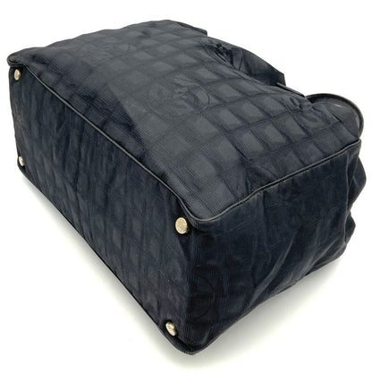 Chanel Handbag Tote New Travel Line MM Nylon Canvas Black Ladies Men Vintage