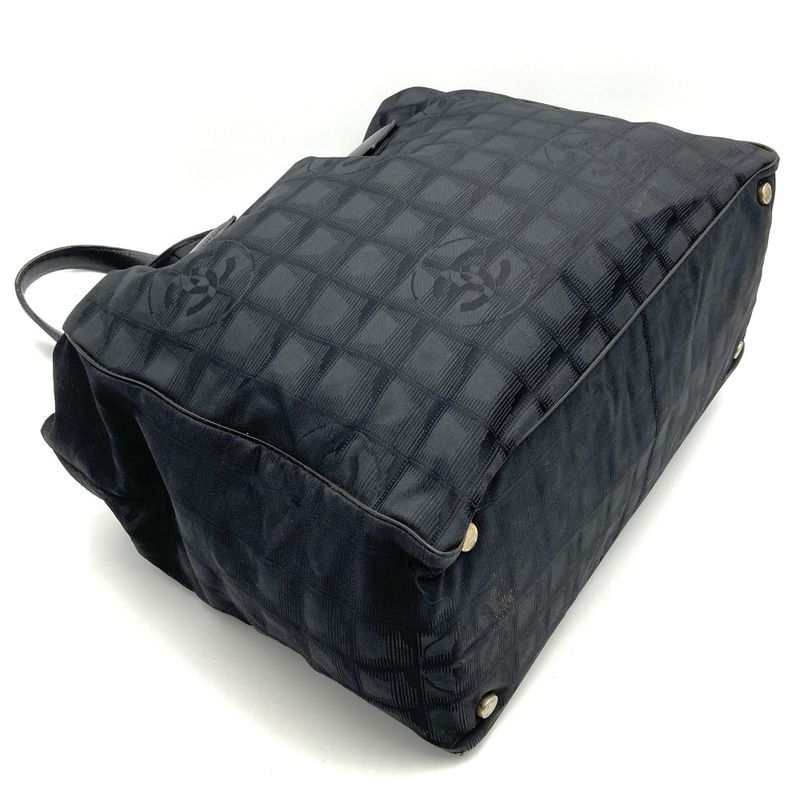 Chanel Handbag Tote New Travel Line MM Nylon Canvas Black Ladies Men Vintage