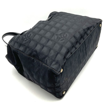 Chanel Handbag Tote New Travel Line MM Nylon Canvas Black Ladies Men Vintage