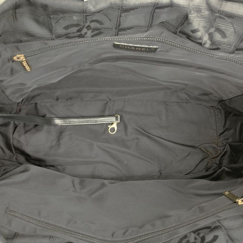 Chanel Handbag Tote New Travel Line MM Nylon Canvas Black Ladies Men Vintage