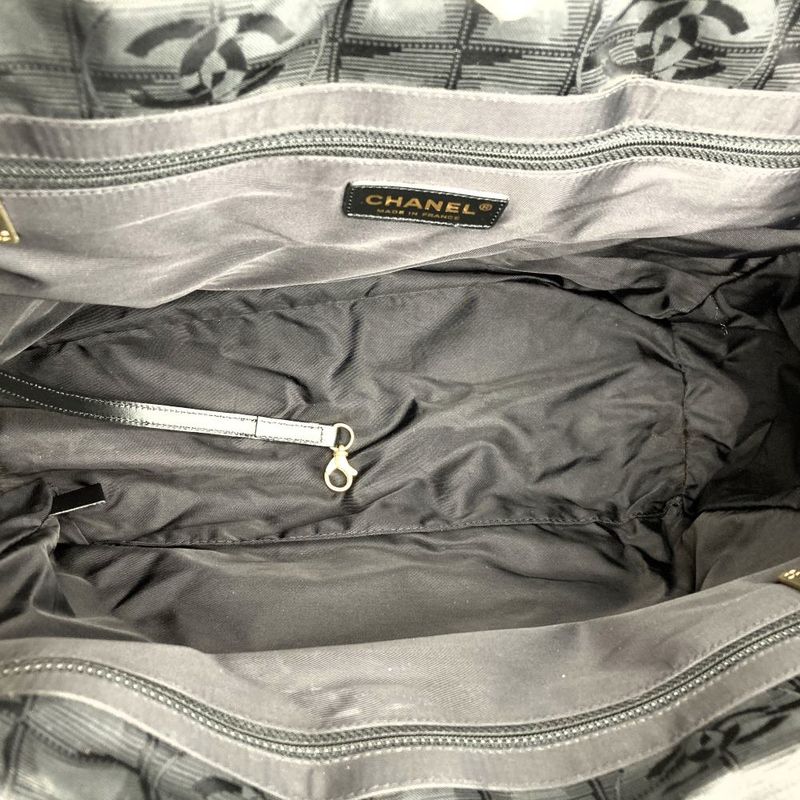 Chanel Handbag Tote New Travel Line MM Nylon Canvas Black Ladies Men Vintage