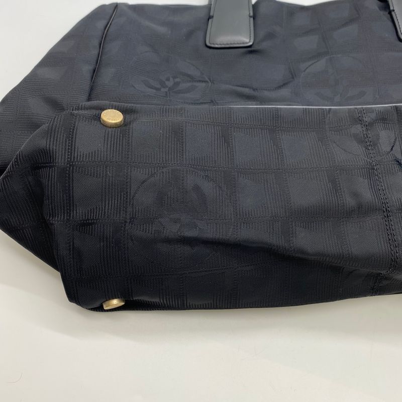 Chanel Handbag Tote New Travel Line MM Nylon Canvas Black Ladies Men Vintage