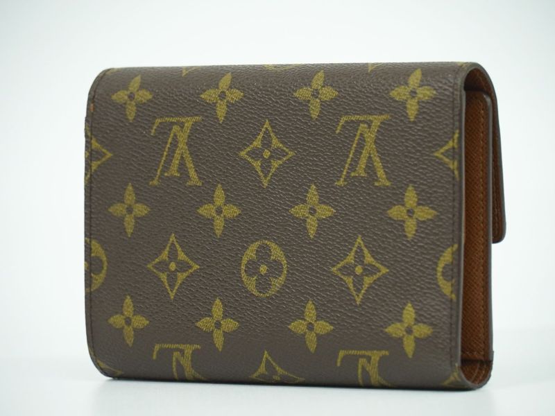 Authentic Louis Vuitton Porte Trésor Etui Papier Monogram Fold Wallet Brown