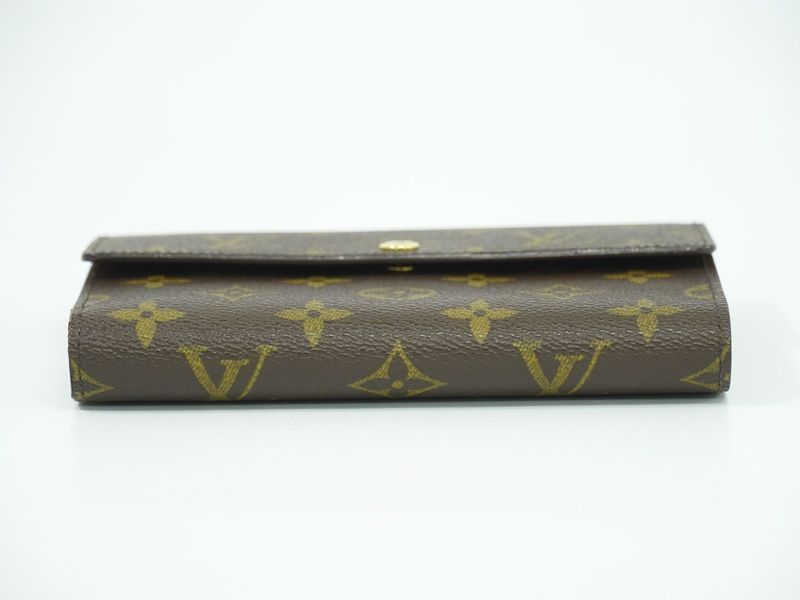 Authentic Louis Vuitton Porte Trésor Etui Papier Monogram Fold Wallet Brown