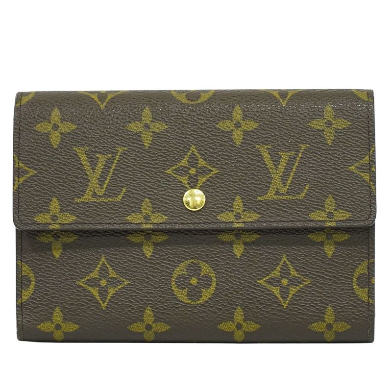 Authentic Louis Vuitton Porte Trésor Etui Papier Monogram Fold Wallet Brown