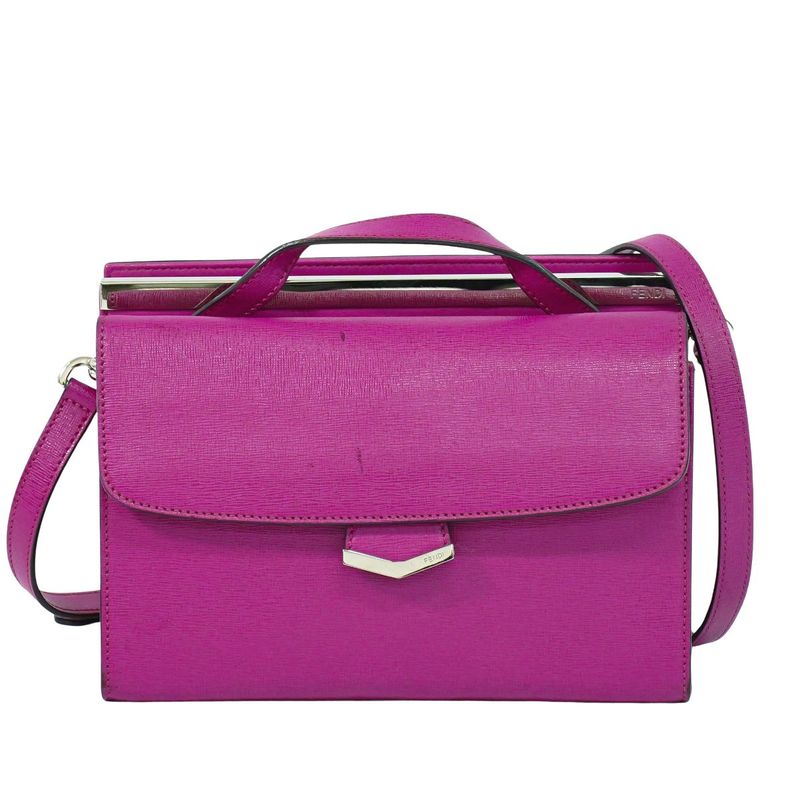 Authentic Fendi Demi Jour 2WAY Shoulder Bag Handbag Pochette Leather Pink