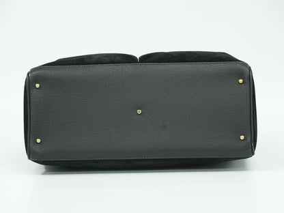 Authentic Gucci Bamboo Handbag Suede Leather Black Bamboo Bag Pre-owned