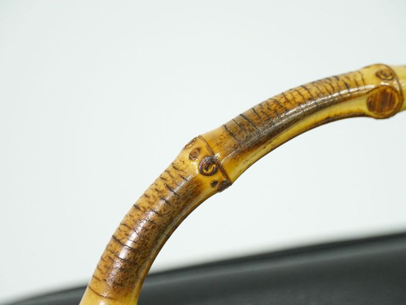 Authentic Gucci Bamboo Handbag Suede Leather Black Bamboo Bag Pre-owned