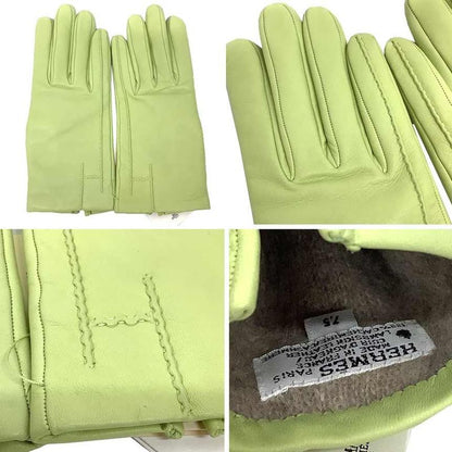 Hermes Leather Gloves Size 7.5 Anise Green Never Used Aq12059
