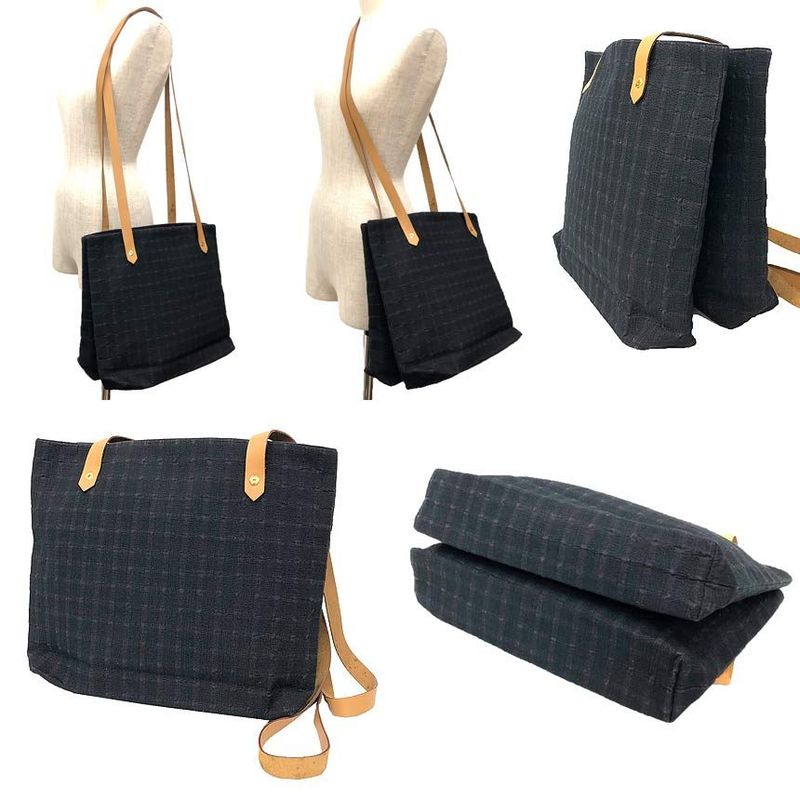 Hermes Amedaba Cabas De Poche Tote Bag Shoulder Bag Canvas Black Aq12057