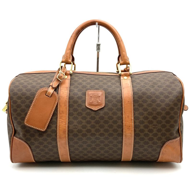 Celine Boston Bag Travel Bag Macadam Vintage PVC Leather Brown Ladies Men