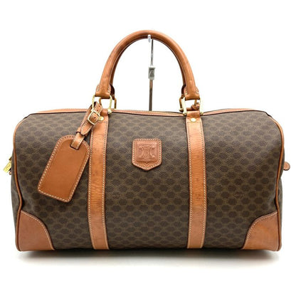 Celine Boston Bag Travel Bag Macadam Vintage PVC Leather Brown Ladies Men