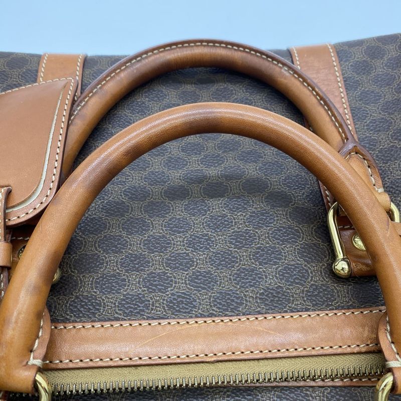 Celine Boston Bag Travel Bag Macadam Vintage PVC Leather Brown Ladies Men