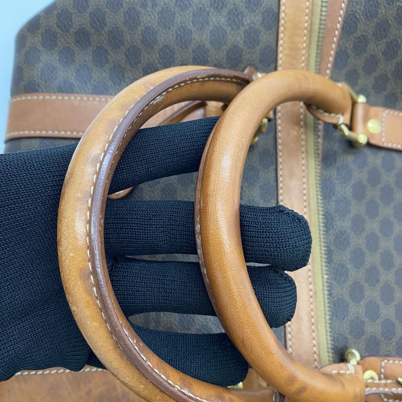 Celine Boston Bag Travel Bag Macadam Vintage PVC Leather Brown Ladies Men