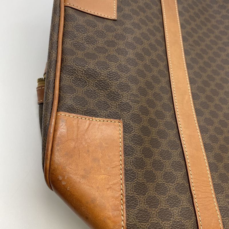 Celine Boston Bag Travel Bag Macadam Vintage PVC Leather Brown Ladies Men
