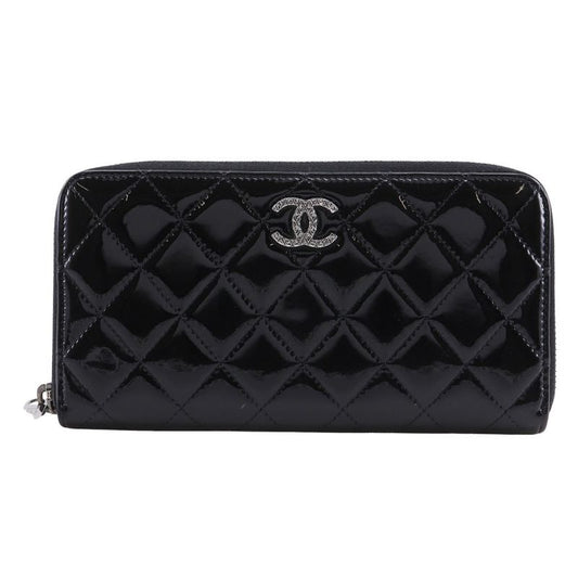 Chanel Brilliant Round Zipper A50106 Enamel Black Ladies Long Wallet