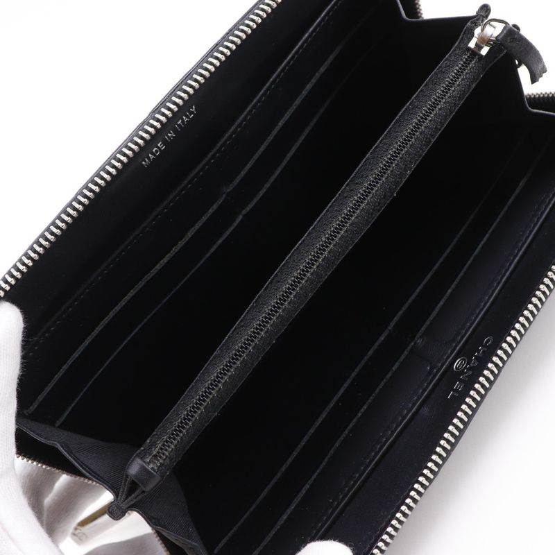 Chanel Brilliant Round Zipper A50106 Enamel Black Ladies Long Wallet