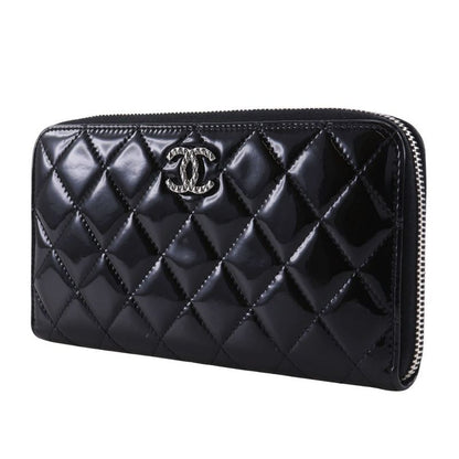 Chanel Brilliant Round Zipper A50106 Enamel Black Ladies Long Wallet