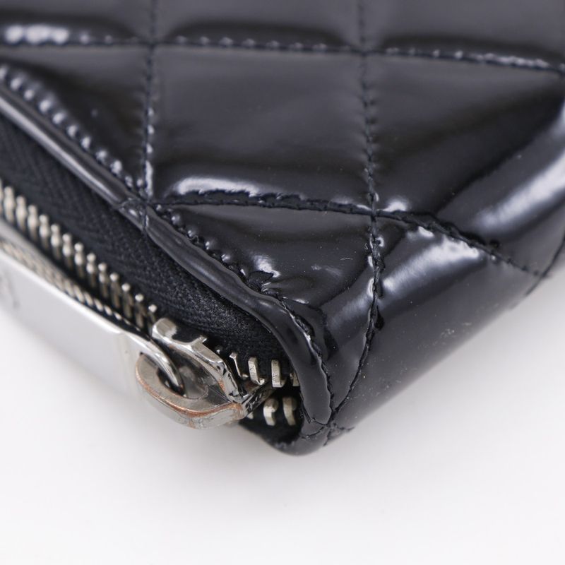 Chanel Brilliant Round Zipper A50106 Enamel Black Ladies Long Wallet