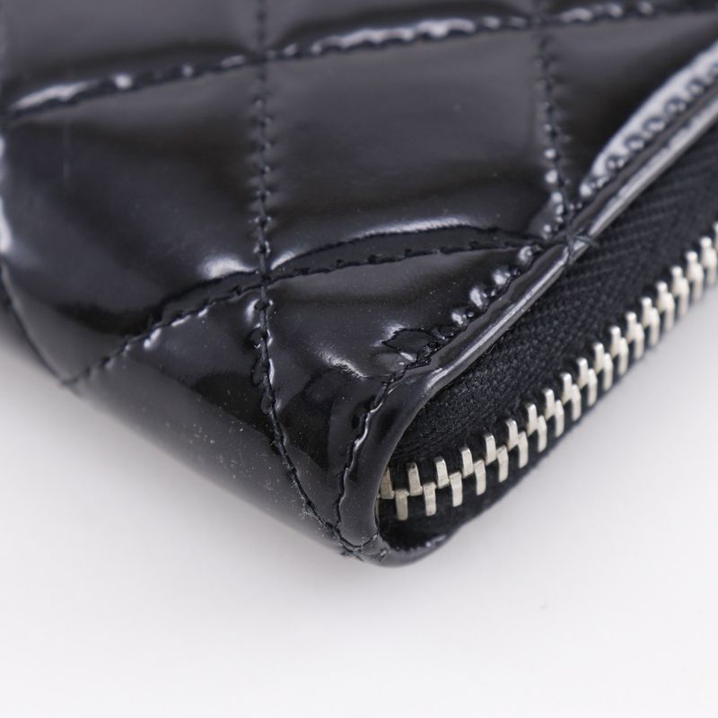 Chanel Brilliant Round Zipper A50106 Enamel Black Ladies Long Wallet