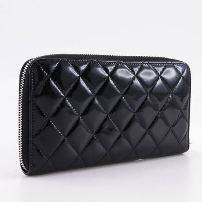 Chanel Brilliant Round Zipper A50106 Enamel Black Ladies Long Wallet