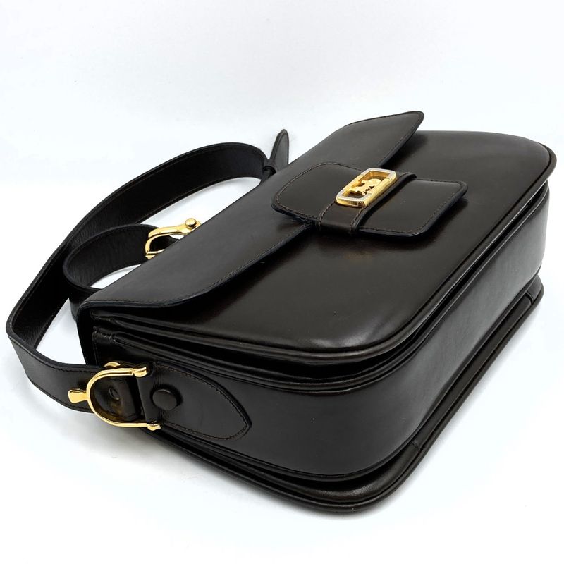 Celine Shoulder Bag Carriage Leather Brown Vintage Ladies Men Fashion Gift USED