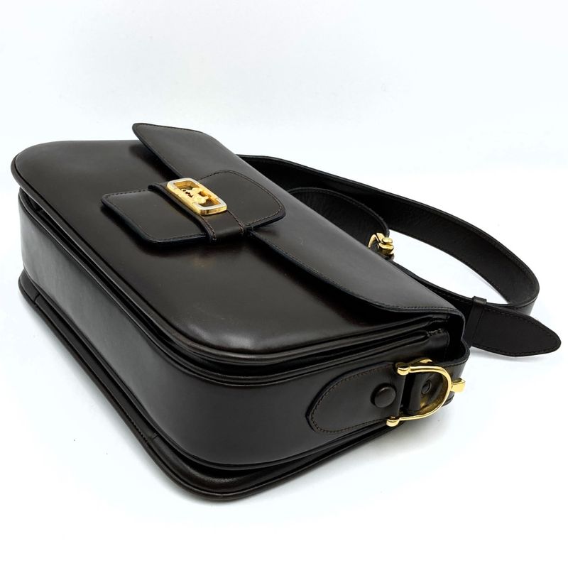 Celine Shoulder Bag Carriage Leather Brown Vintage Ladies Men Fashion Gift USED