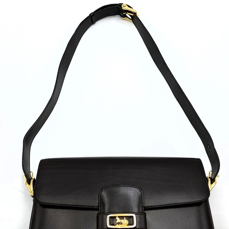 Celine Shoulder Bag Carriage Leather Brown Vintage Ladies Men Fashion Gift USED