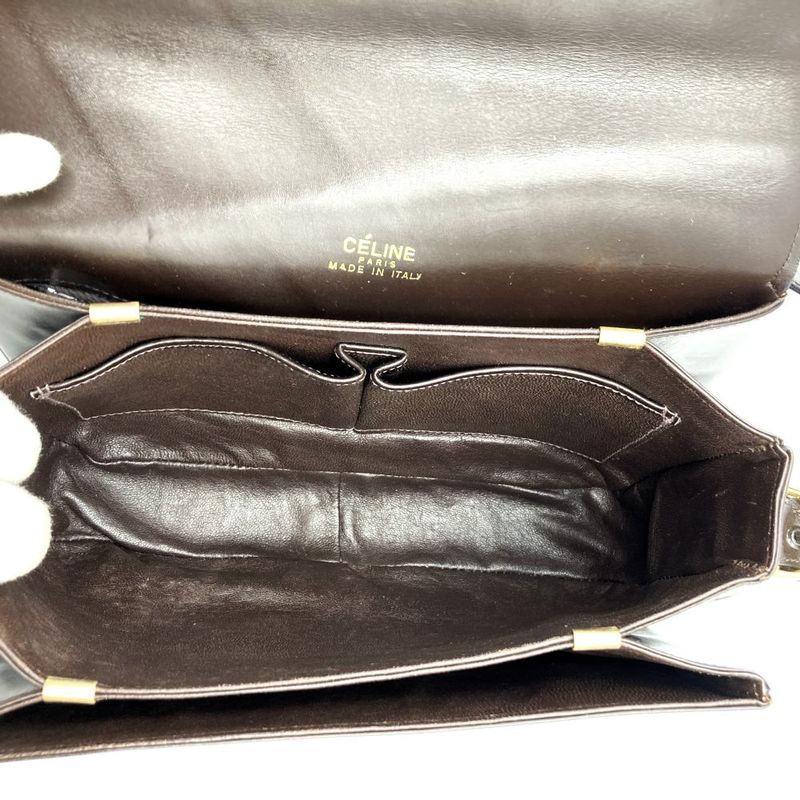 Celine Shoulder Bag Carriage Leather Brown Vintage Ladies Men Fashion Gift USED