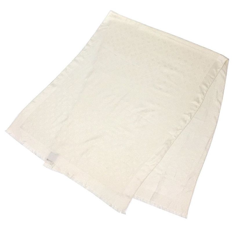 Louis Vuitton Etoile Monogram Shimmer M75065 Ivory White Silk Shawl Aq12006