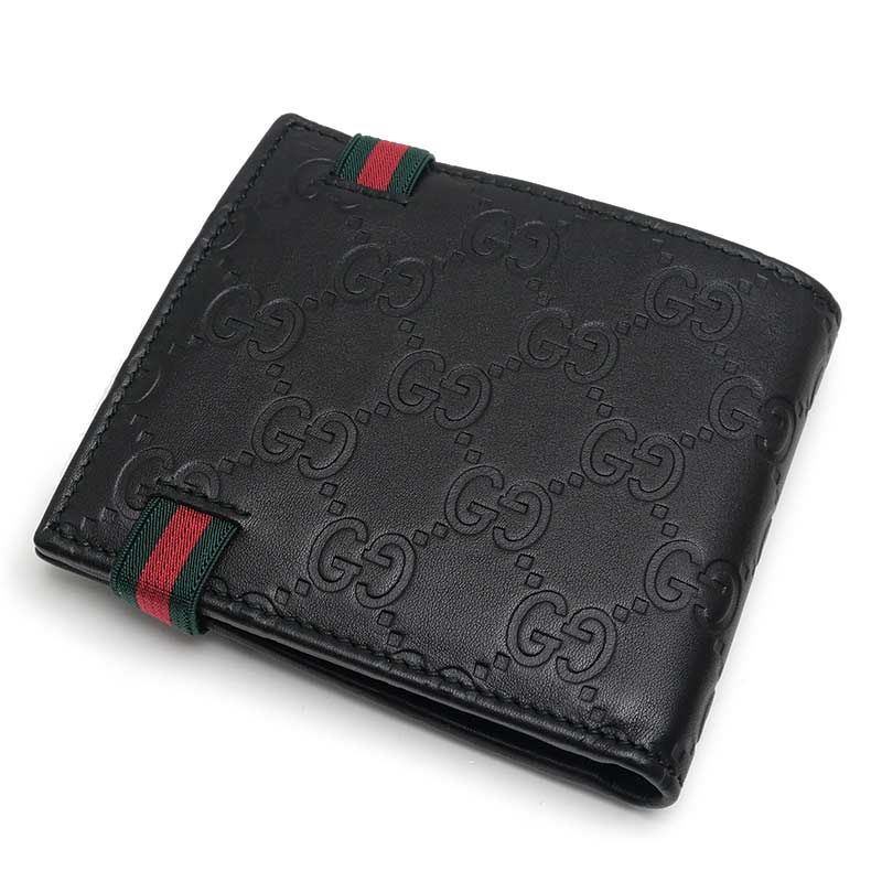 Gucci Bifold Wallet 154443 Leather Guccissima Black