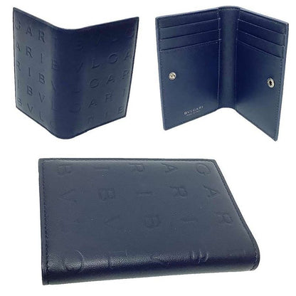 Bvlgari Bulgari Leather Card Case 292912 Bulgari Logo Infinitum Navy Unused