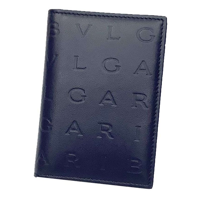 Bvlgari Bulgari Leather Card Case 292912 Bulgari Logo Infinitum Navy Unused