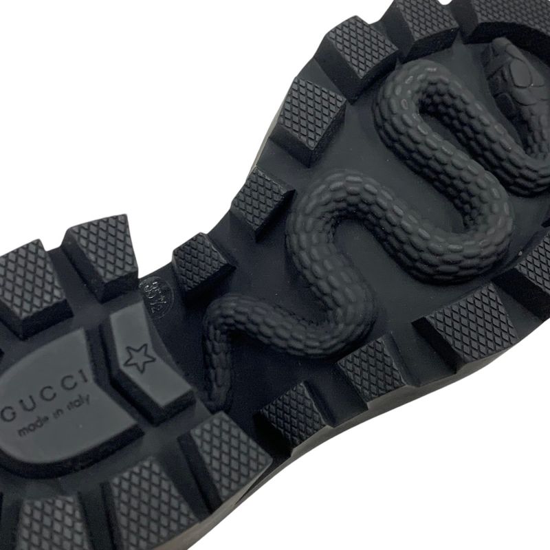 Gucci Boots Short Boots Shoes Leather Black GG Supreme Lace Up