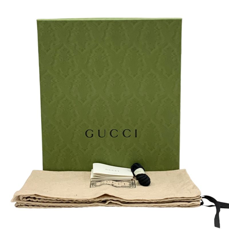 Gucci Boots Short Boots Shoes Leather Black GG Supreme Lace Up