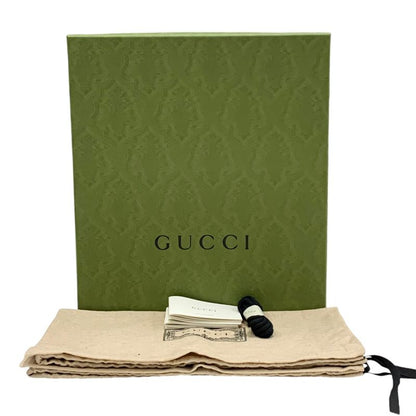 Gucci Boots Short Boots Shoes Leather Black GG Supreme Lace Up