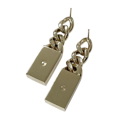 Chanel Earrings Earring Gold Coco Mark Chain Rhinestone