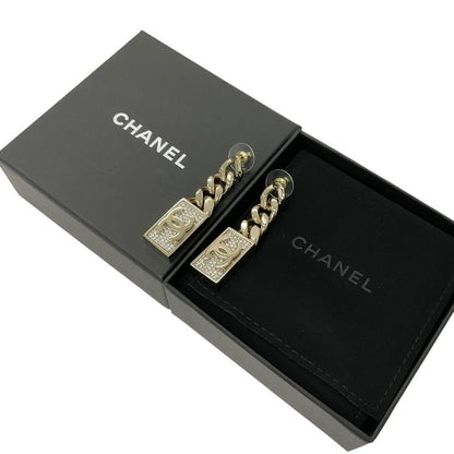 Chanel Earrings Earring Gold Coco Mark Chain Rhinestone