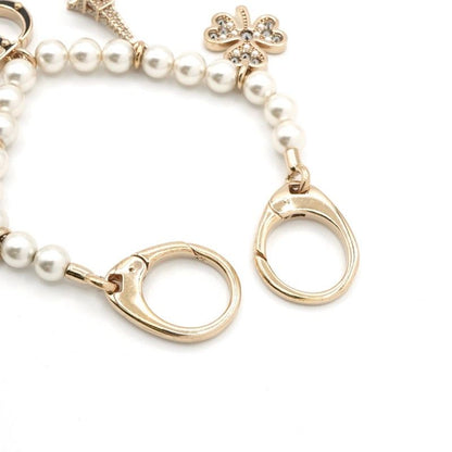 Christian Dior Charm Gold Logo Pearl Rhinestone Clover Star