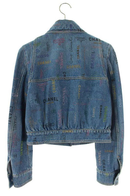 Chanel P72307v63805 Coco Button Logo Graphic Denim Jacket Women 34