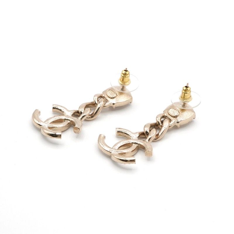 Chanel Earrings Earring Gold Coco Mark Rhinestone Bijou