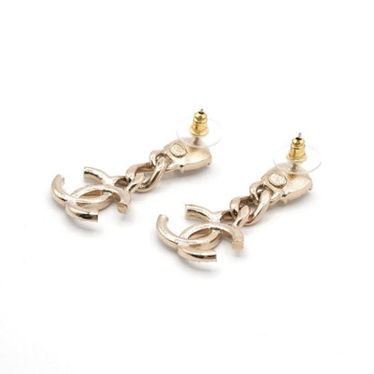 Chanel Earrings Earring Gold Coco Mark Rhinestone Bijou
