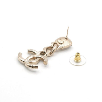 Chanel Earrings Earring Gold Coco Mark Rhinestone Bijou