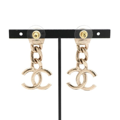Chanel Earrings Earring Gold Coco Mark Rhinestone Bijou
